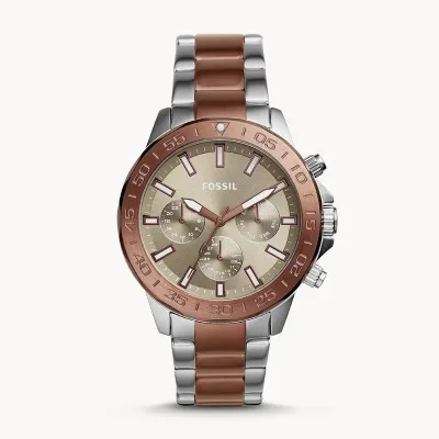 Fossil Bannon Multifunction Brown Dial Two Tone Steel Strap Watch